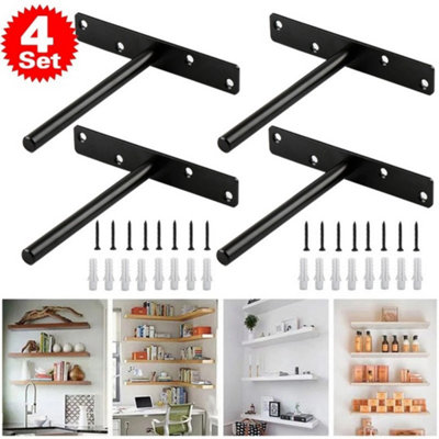 4 Sets Floating Shelf Brackets For Concealed Wood Shelves Heavy Duty from B&Q