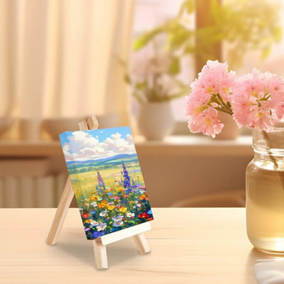 12Pc 10X10Cm Mini Canvas Art Boards With Easels & Brushes Set from B&Q