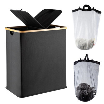 140L Large Laundry Basket With Lid & 2 Removable Bags from B&Q