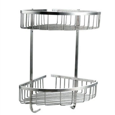 Stainless Steel Shower Caddy Rust Free Corner Shelf 2 Tier from B&Q