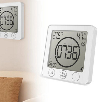  - Waterproof Bathroom Digital Shower Clock Timer Alarm Temperature Meter Humidity