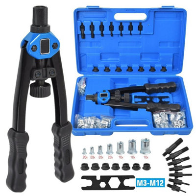  - 110Pcs Rivet Nut Kit Riveter Gun Heavy Duty Riveting Rivets Nutsert Tool Rivnut