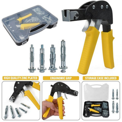  - Wall Anchor Setting Tool Riveter Gun Hollow Cavity Plasterboard Fixing M4 & M5