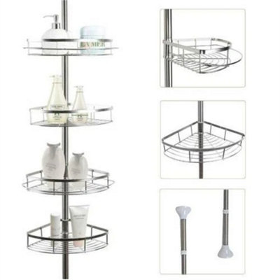 4 Tier Non Rust Telescopic Bathroom Corner Shelf Rack Shower from B&Q