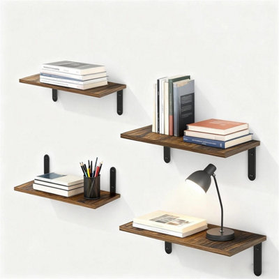 4Pcs Wooden Floating Shelves Wall Mounted Display Storage from B&Q