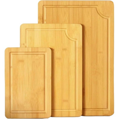 Chopping Board Set 3 Cutting Boards Bamboo Wooden from B&Q