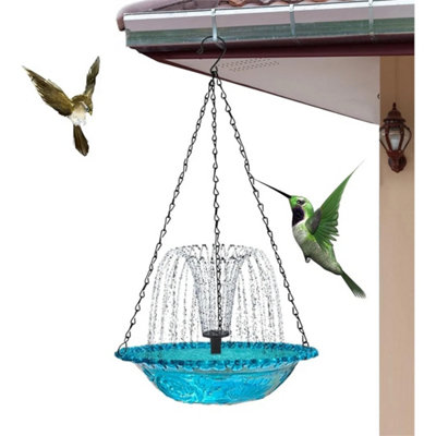 Solar Powered Hanging Bird Bath Feeder Tray Fountain from B&Q