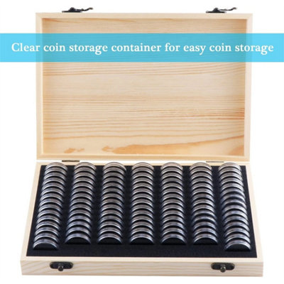 100Pcs Coins Display Storage Box Case Capsules Wooden from B&Q