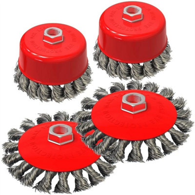 Twist Knot Wire Brush Set 115mm Angle Grinder M14 from B&Q