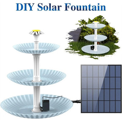 3 Tiered Bird Bath With 3.5W Solar PumpDiy Solar Fountain Detachable Garden from B&Q