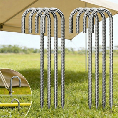 8Pack J Shaped Heavy Duty Trampoline Tents Anchor Ground Pegs from B&Q