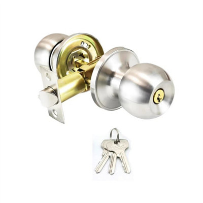  - Entrance Door Knob Set Round Ball Handle Lock Privacy Bathroom