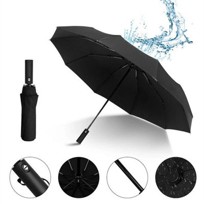 12 Ribs Automatic Open Umbrella Close Travel Windproof Strong Compact from B&Q