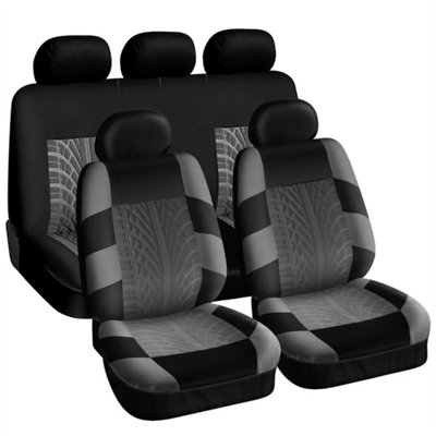 Grey Car Seat Covers Full Set Universal 9Pcs Seat Protector Washable Front Rear from B&Q