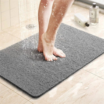 Grey 40X60Cm Loofah Shower Mat For Inside Shower Non-Slip Anti Mould Pvc Bath Mat from B&Q