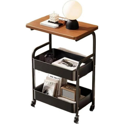  - Storage Trolley Wheels Kitchen Beauty Storage Trolley Cart Black