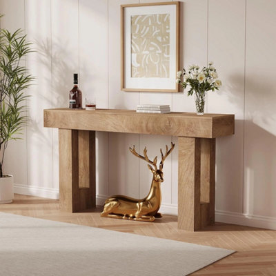 Wood Console Table Narrow Entryway Hallway Sofa Table Behind Couch from B&Q