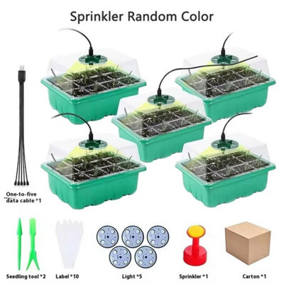 Green Seed Starter Trays With Grow Light Adjustable Humidity Germination Kit from B&Q