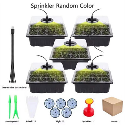 Black Seed Starter Trays With Grow Light Adjustable Humidity Germination Kit from B&Q