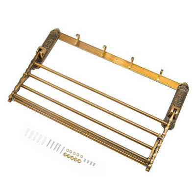 Wall Mounted Bathroom Towel Rack With Shelf And Hooks Foldable Towel Rail from B&Q