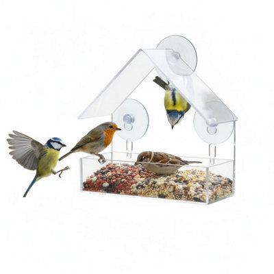 Clear Glass Window Bird Feeder Station Suction Seed Peanut from B&Q