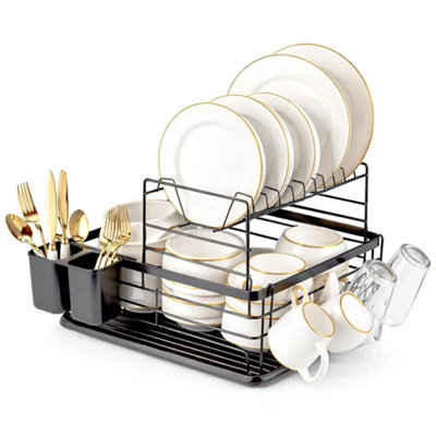 2 Tier Dish Drainer Rack With Removable Drip Tray & Cutlery from B&Q