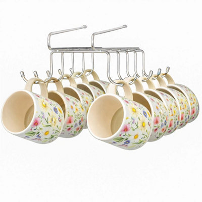  - Under Cabinet Wire Mug Holder Cup Rack 10 Cup Capacity