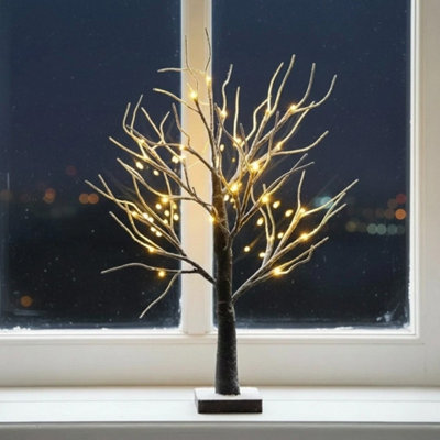 2Ft Snowy Twig Tree 24 Warm White Leds Battery Xmas Decor from B&Q