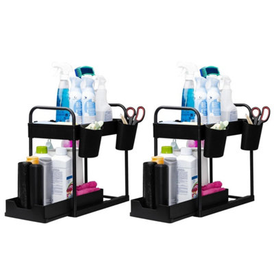 2 Pack Under Sink Organiser 2 Tier Slide Out Storage Rack from B&Q