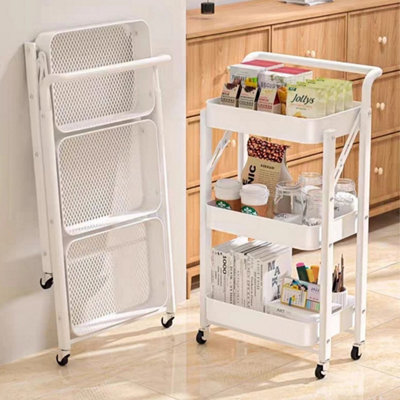  - 3 Tier Metal Kitchen Storage Trolley On Wheels Shelf Rack White
