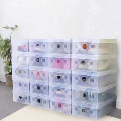  - Folding Shoe Box With Lids Stackable Space Saving Storage