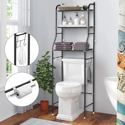 Black 3-Tier Over Toilet Storage Rack Space Saving Bathroom Shelf from B&Q