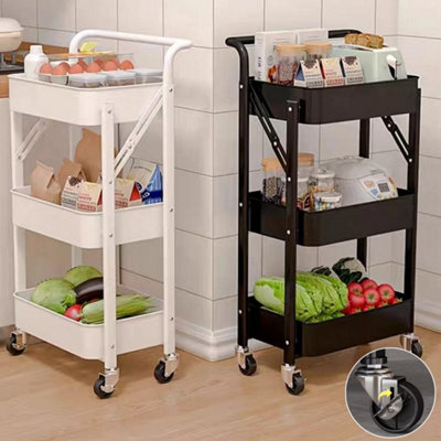  - 3 Tier Metal Kitchen Storage Trolley On Wheels Random Color