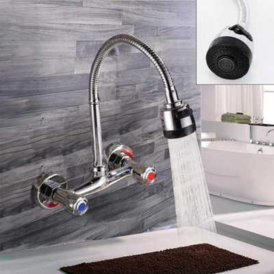 - Wall Mounted Swivelling Spout Kitchen Mixer Faucet Water