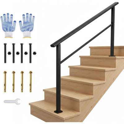 5 Step Stair Handrail Kit For Porch Steps Safety Railing With Gloves