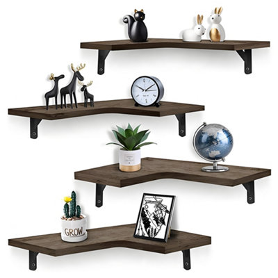  - 4 Piece Home Corner Floating Shelves Storage Wooden Display Shelf