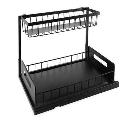 - 2Tier Pull Out Basket Under Sink Kitchen Cupboard Organiser Storage Rack Drawer