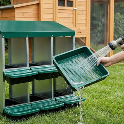 2-Tier 6 Holes Chicken Nesting Boxes Roll Away Hen Eggs Laying