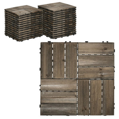 27Pcs 30X30Cm Grey Wooden Deck Tiles from B&Q