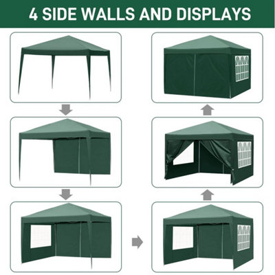  - New 3X3M Waterproof Pop Up Gazebo Garden Wedding Party Canopy Tent With Sides