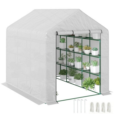 Walk-In Garden Greenhouse Shelves Polytunnel Steeple Grow House from B&Q
