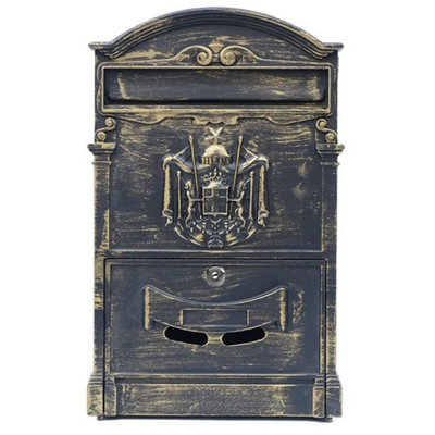  - Bronze Large Vintage Wall-Mounted Mailbox Outdoor-Lockable Secure Mail Letter Post Box