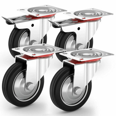  - 4X Heavy Duty 200mm/8 Inch  Swivel Castor Wheels Trolley Furniture Caster