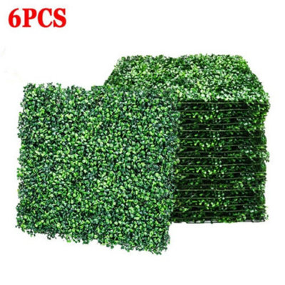 6 Pack Plant Artificial Mat Greenery Wall Hedge Grass Fence Foliage Panel Decor from B&Q