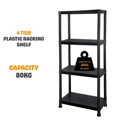 4 Tier Plastic Shelf Storage Unit Shelving Shelves Racking from B&Q