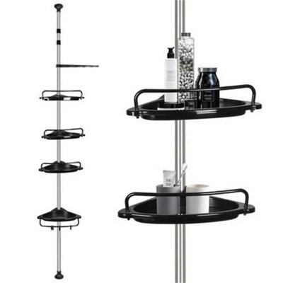 4 Tier Telescopic Bathroom Wall Corner Shelf Rack Shower -Black