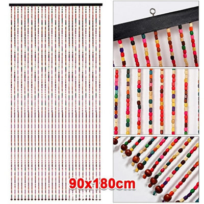 180 X 90Cm Wooden Beaded Door Curtain Summer Blind from B&Q