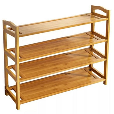 4Tiers Bamboo Shoe Rack Footwear Organiser Wooden Storage from B&Q