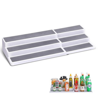 Extendable Shelf 3 Tier Step Jar Tin Spice Storage Rack Cupboard from B&Q