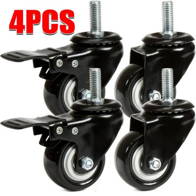 Uk 40mm M8 Threaded Castor Wheels Trolley Swivel Brake from B&Q